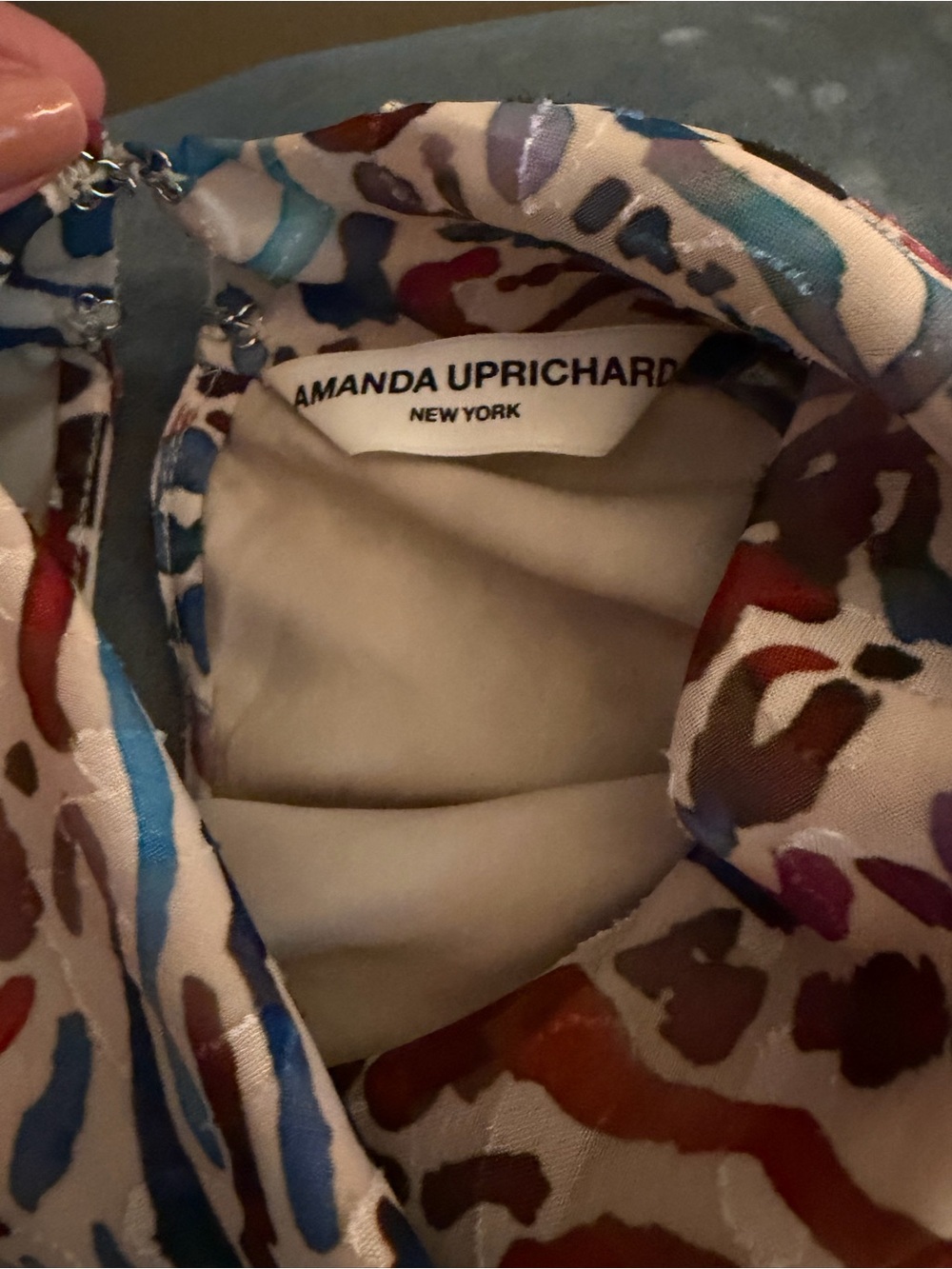 Amanda Uprichard High Neck Mini Dress - Blue, White, Pink - Picture 4 of 5